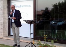 All'evento aziendale di Med Hermes hanno preso parte molti operatori commerciali, grossisti del mercato ortofrutticolo, produttori, agronomi, docenti universitari, ricercatori. In foto, i saluti da parte del presidente Alfredo Amoroso.