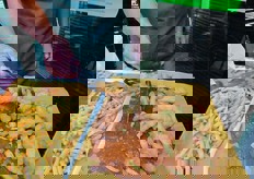 Polenta di patate fritta, gentilmente offertaci per l'assaggio. Gustosa!