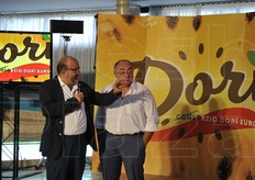 Dopo le visite in campo tutti a pranzo ospiti del Consorzio. A sinistra Sauro Angelini di Agrilinea, insieme a Gianpaolo Dal Pane.