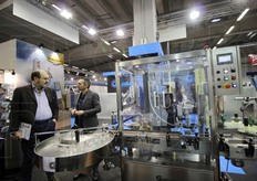 Nello stand della Giordan. L'azienda e' specializzata nella produzione di macchine per il confezionamento in vasetto.