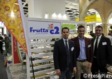 Da sinistra Adnan Mottaqui, Luca Bianconi e Alessandro Pernigo presenti in fiera per Frutta C2 di Villafranca di Verona.