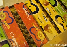 Confezioni di kiwi a marchio Jingold.