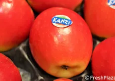 Kanzi® e' la mela Club nata dall'incrocio tra le due varieta' Gala e Braeburn, coltivata in Alto Adige dai consorzi VOG e VI.P. Attraente per il suo gusto e la sua polpa croccante.
