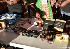 Alcuni dei prodotti del Ghana in esposizione allo stand.