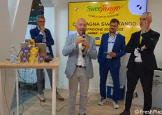 Paolo Gerevini, direttore generale dei Consorzi Melinda e La Trentina, ha introdotto la presentazione del progetto di produzione e produzione della Sweetango in Italia, ma che vede impegnati anche altri Paesi in Europa.
